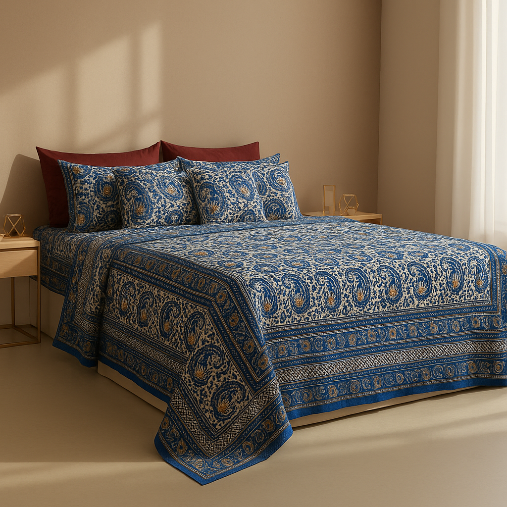 Indigo Royal Sanganeri Bedsheet