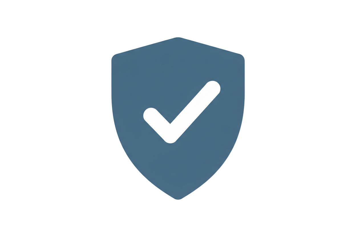 generate a simple plain icon of shield / checkmark